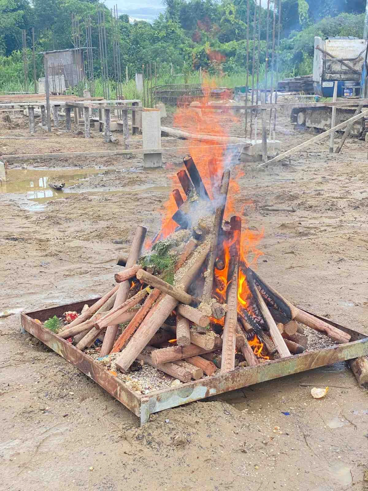 Fire and smoke puja